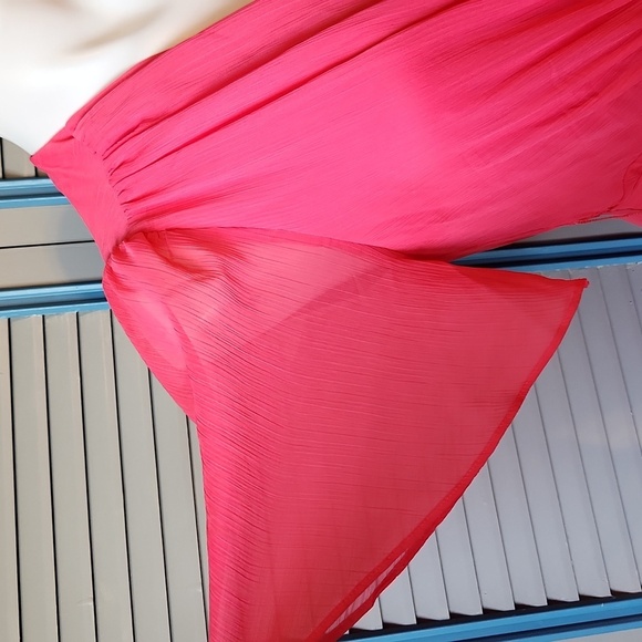 DKNY Pink Wrap Style Dress with Flowy Sleeves - Picture 6 of 12